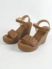Women's Wedge Heel Thick Bottom Platform Sandals - Coffee Brown - View 6