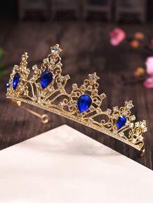 Vương miện Cô dâu Mũ đội đầu Đối với phụ nữ , Hàn Quốc Phong cách Công chúa Sinh nhật Lễ cưới Phụ kiện tóc - Màu xanh lam - Xem 2