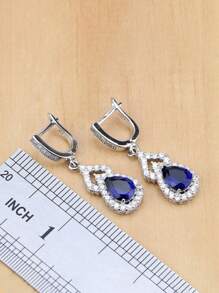 5-Piece Banquet Fashion Elegant Blue Exquisite And Gorgeous Decorative Jewelry Set Ring Earrings Necklace Bracelet For Women's Dating Party Engagement Jewelry Accessories Decoration Valentine's Day Gift