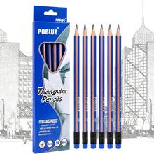 6 Piezas/pack Lápiz 2b Con Borrador Demasiado Grande, Forma Triangular Y Agarre Cómodo - Azul - Ver 1