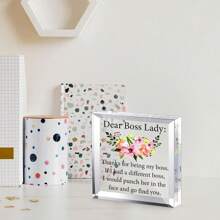 老闆禮物女老闆工作亞克力品牌牌匾,老闆節心形感謝禮物,桌面紙鎮 - 白色 - 查看 4