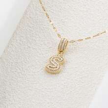 奢華 18k 金鍍銅全鋯石鑲嵌 26 字母吊墜項鍊男女,適合珠寶禮品