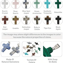 30pcs Cross Stone Pendants Natural & Healing Chakra Crystal Charms&Black Leather Necklace Chain Jewelry For Men And Women - Multicolor - View 5