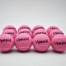 1pc Tennis Ball For Competition & Training With Cute Pink Print, High Elasticity, Felt Covered & Rubber Core, Suitable For Beginners And Outdoor Activities - Dusty Pink - View 3