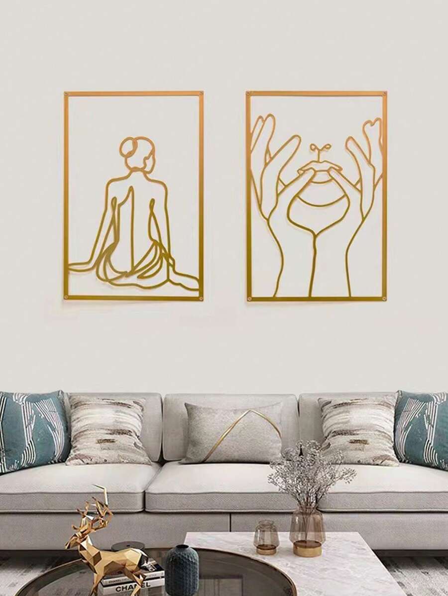 1PC wall decoration, wall hanging light luxury iron art girl decoration painting, suitable for bathroom, living room, bedroom decoration, background wall