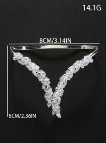 1pc Silver-Tone Cz Bracelet For Women, 2023 Palm Cuff Style Fashion Accessory For Wedding & Party Elegant