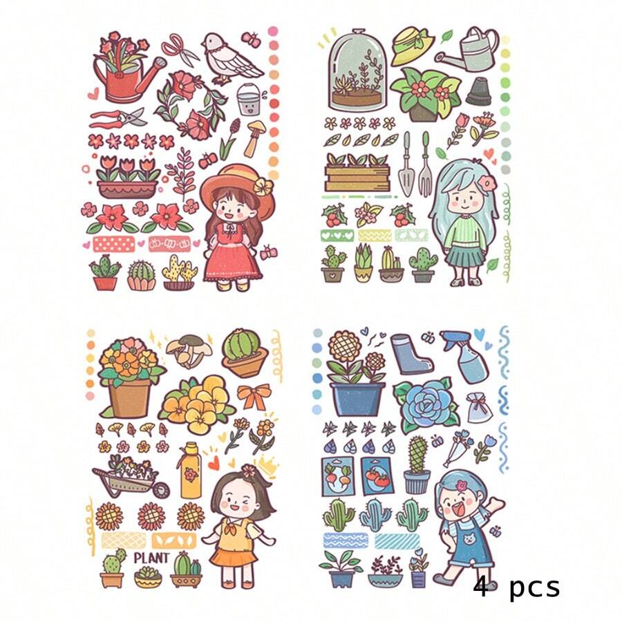 Plantas De Personajes De Planetas Pegatinas De Flores Y Plantas - Bronce - Ver 1