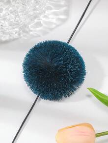 1pc Blue Knitted Warm Tie Neck Scarf With Fur Balls For Women, Autumn And Winter - Navy Blue - View 3