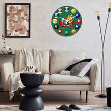 運動球木質掛鐘,足球圖案靜音圓形電池動力裝飾鐘,適用於室外露台、遊艇、廚房、臥室、家居、辦公室裝飾10吋、12吋、14吋、16吋(無電池) - 多色 MDF213 - 查看 9