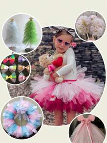 1pc-White Glitter Tulle Fabric Rolls, 5.90 Inch 29.52ft Sparkling Spool Ribbon Sequin Netting for Tutu Skirt Gift Wrapping Bow ribbon Wedding Party Decoration The background to the party.  Decorations for Christmas, Valentine's Day and New Year - White - View 3