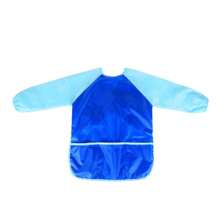 1件藍色兒童藝術罩衫,適用於繪畫、diy和用餐,帶有長袖