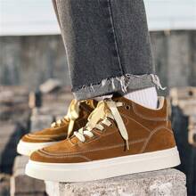 Scarpe Da Uomo In Stile Overall, Casuali, Retrò, Termiche, Con Lacci, Stivali Al Polpaccio Stile Coreano