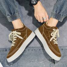 Scarpe Da Uomo In Stile Overall, Casuali, Retrò, Termiche, Con Lacci, Stivali Al Polpaccio Stile Coreano