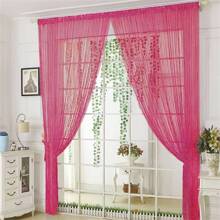 銀線門簾隔斷線簾2件裝裝飾客廳隔斷簾入口簾掛簾臥室屏風流蘇簾 - 玫紅色 - 查看 2