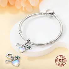 925純銀幾何十字紋項鍊吊墜,適合配搭手鍊,多彩玻璃珠吊墜,創意醫護用品吊墜,彩色玻璃珠 - 杏色 - 查看 4