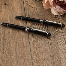 Luxury Black & Golden & Silver Business Gift Pen, Metal Retractable Ballpoint Pen, Optional Pen Holder, Perfect For Birthday Gift - Silver - View 4