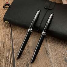 Luxury Black & Golden & Silver Business Gift Pen, Metal Retractable Ballpoint Pen, Optional Pen Holder, Perfect For Birthday Gift - Silver - View 1