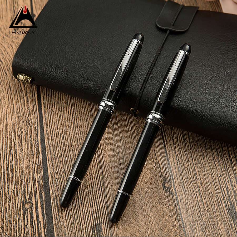 Luxury Black & Golden & Silver Business Gift Pen, Metal Retractable Ballpoint Pen, Optional Pen Holder, Perfect For Birthday Gift - Silver - View 1