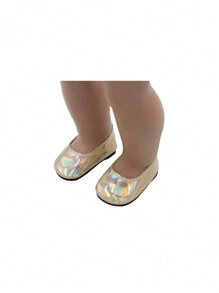 1對18英寸美國娃娃鞋,時尚的黃色漆皮低跟娃娃鞋(不含娃娃) - 黃色 - 查看 2