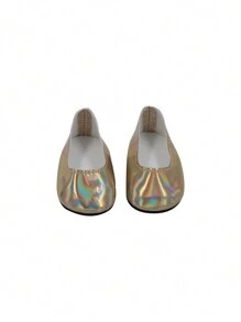 1對18英寸美國娃娃鞋,時尚的黃色漆皮低跟娃娃鞋(不含娃娃) - 黃色 - 查看 4