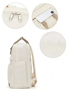 Floless 轻便、便携式女士笔记本电脑背包可容纳 14/15.6 英寸笔记本电脑，时尚防水轻便手提包书包，适合旅行工作商学院大学教师护士电脑包，带电脑隔层，时尚女士和女孩背包钱包学校背包，适合大学生，非常适合大学、商务、工作、通勤、户外、徒步旅行、旅行、登山、体育场、运动、郊游、返校 - 米色 - 查看 7