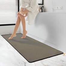 黑色40*120cm實色珪藻土衛浴防滑墊,矩形形狀防滑墊,適用於加長浴缸,快乾,具有吸水和3.3mm厚的橡膠底墊 - 咖啡棕 - 查看 1