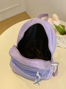 1 件装 简约纯色 女童背包 背包 青少年书包 旅行背包 休闲背包 - 紫色 - 查看 8