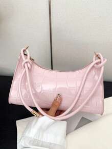 純色天然石紋質感極簡輕便肩背袋 - 粉色 - 查看 1