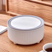 1入組桌面垃圾桶/紙簍,網紅風小巧茶几/桌上奢華帶蓋,客廳迷你可愛家居小巧盒款 - 藍白 - 查看 3
