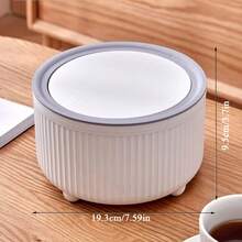 1入組桌面垃圾桶/紙簍,網紅風小巧茶几/桌上奢華帶蓋,客廳迷你可愛家居小巧盒款 - 藍白 - 查看 11