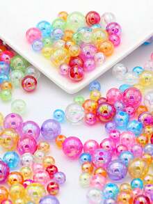 Hạt tròn trong suốt chất liệu ABS 4-16mm, phủ óng ánh, hạt tròn lấp lánh, hạt acrylic nứt, hạt hình ngôi sao, hạt UV, dùng để làm đồ trang sức tự làm vòng cổ, vòng tay, bút, móc chìa khóa - ABS 13 - Xem 6