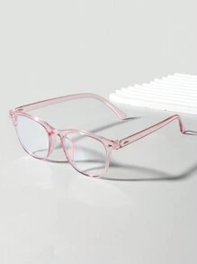 1副男女通用儿童及青少年方形亚克力经典珠光光学眼镜，适合日常佩戴 - 粉色 - 查看 3