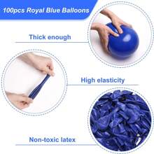 15/45/100 piezas Globos de látex azul real de 5/10/12 pulgadas. Globos de helio para decoración de cumpleaños, graduación, baby shower, boda, fiesta festiva. Cinta azul.