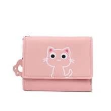 New Arrival Cartoon Cat Women's Short Tri-Fold Wallet Pu Leather Coin For Girls For Women Wallet Purse Wallet Small Wallet Cute Wallet