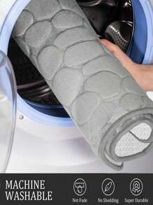 1pc/3pcs Stone Texture Embossed Foam Bath Mat Set, High Resilience Absorbent Anti-Slip Bathroom Floor Mats Home Bathroom Decor Bath Rug Floor Carpet Outdoor Rug Door Mat Fall Decor Bathroom Accessories Back To School Entryway Decor - Light Grey - View 7