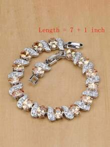 5 Mảnh Yến tiệc Thời trang Thanh lịch Rượu sâm banh Zirconia Tinh tế Và Tuyệt đẹp Trang trí Bộ trang sức Nhẫn Hoa tai Dây chuyền Vòng tay Đối với Của phụ nữ Ngày đêm Buổi tiệc Hôn ước Phụ kiện trang sức Đồ trang trí Ngày lễ tình nhân Qủa tặng - Rượu sâm banh - Xem 2