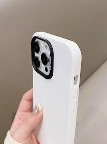 大孔双色二合一保护镜相机硅胶触感纯色手机壳，兼容 iPhone 15、14、13、12、11、7、8、SE2020 X XR XSMAX PLUS PRO PROMAX 防尘防指纹圣诞礼物，送给朋友或自己 - 白色 - 查看 4