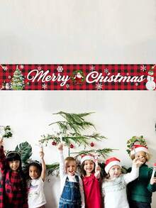 1pc Christmas Banner For Yard Party Decoration - Red - View 4