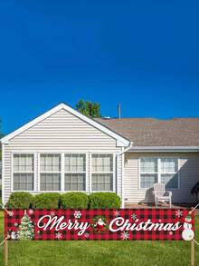 1pc Christmas Banner For Yard Party Decoration - Red - View 1