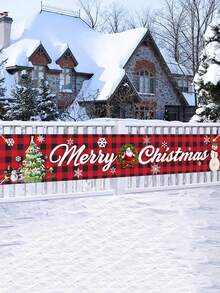 1pc Christmas Banner For Yard Party Decoration - Red - View 3