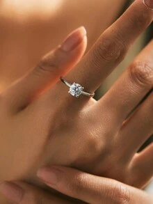 MODIAN 925 sterling bạc 1CT D Màu sắc Tròn Moissanite Nhẫn Đối với phụ nữ Lãng mạn Lễ cưới Hôn ước Ban nhạc Đồ trang sức - Bạc - Xem 3