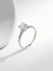 MODIAN 925 sterling bạc 1CT D Màu sắc Tròn Moissanite Nhẫn Đối với phụ nữ Lãng mạn Lễ cưới Hôn ước Ban nhạc Đồ trang sức - Bạc - Xem 6