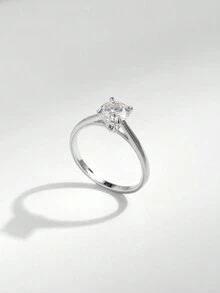 MODIAN 925 sterling bạc 1CT D Màu sắc Tròn Moissanite Nhẫn Đối với phụ nữ Lãng mạn Lễ cưới Hôn ước Ban nhạc Đồ trang sức - Bạc - Xem 5