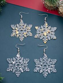 suteyi 1 đôi Của Giáng sinh Hollowed Out Bông tuyết Hoa tai acrylic Đối với phụ nữ Đến Bạn Như Ngày lễ Đồ trang trí Món quà - Vàng - Xem 2