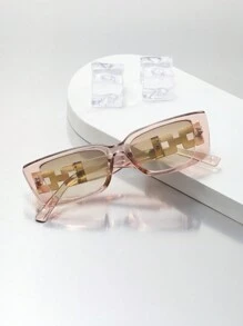 GENUIN MOMENT 1 对女士米色塑料猫眼时尚眼镜，韩式美拉德风格，高档时尚，适合日常佩戴