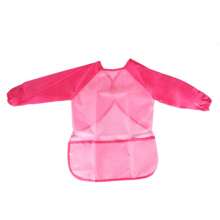 1 件粉紅兒童藝術圍裙，適合繪畫 Diy 和用餐時間，反向穿著長袖工作服，適合幼兒園兒童 - 粉色 - 查看 1