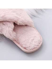 Pantuflas para dama de felpa Diseño cruzado Moda Noble Zapatillas de mujer Puntera abierta Zapatillas Zapatillas Caliente Zapatillas Invierno Interior Exterior Confort Zapatos - Rosa - Ver 7