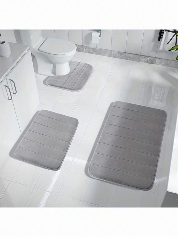1pc Simple Light Grey Soft Slow Rebound Memory Sponge Water Absorbent Anti-Skid Mat For Bathroom Or Toilet Home Bathroom Decor Bath Rug Floor Carpet Outdoor Rug Door Mat Fall Decor Bathroom Accessories Back To School