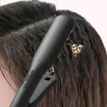 Mini Corn Curling Iron, Checker Texture For Fluffy Hair Style Tool - Black - View 4