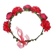 Red Flower Crown Headband - Red - View 4